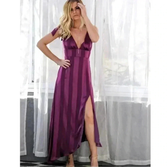 Mulberry Maxi Asymmetric Dress - Picture 3 of 10